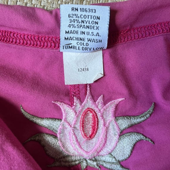 Be Present Pink Yoga mobility Pants Embroidered Lotus Flower Size M Rare! - Picture 6 of 6